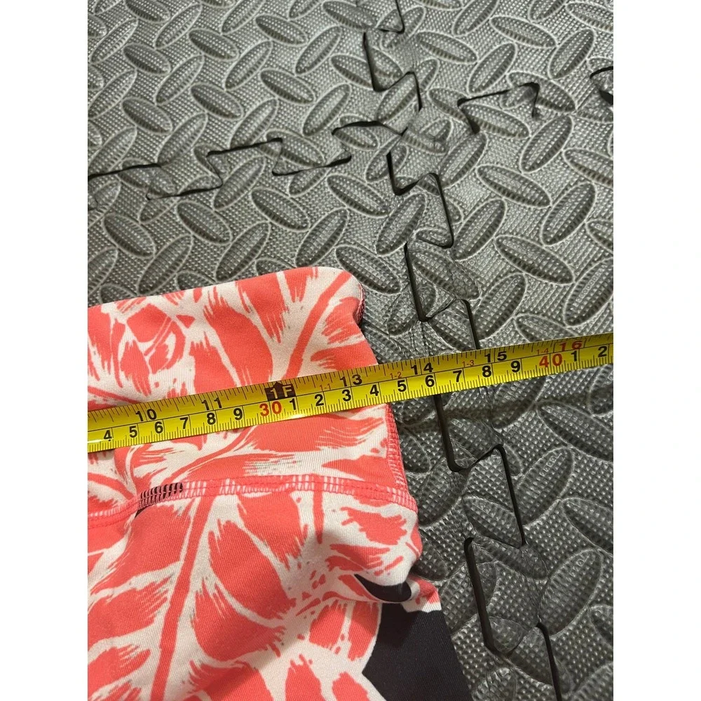 Alo Yoga Leggings Women S Pink Black Tropical Leaf Print Performance Activewear